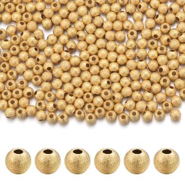 Imagem de Chuyau 300 peças de contas espaçadoras de ouro fosco 18 k de 3 mm para fabricação de joias, contas de latão de metal liso sem costura para pulseiras faça você mesmo, colar, brinco, artesanato