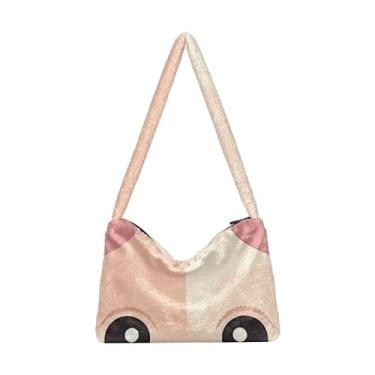 Imagem de GAIGEO Three Dogs in the Car Bolsas de ombro femininas, bolsas de ombro femininas, bolsas de outono, Urso rosa, One Size