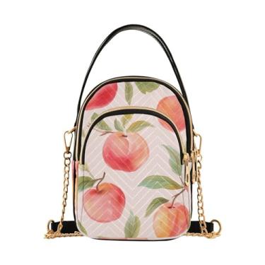 Imagem de Bolachas de gengibre em uma bolsa de ombro vermelha com zíper, bolsa tiracolo feminina, bolsa tiracolo feminina, Aquarela pêssegos rosa - 1, One Size
