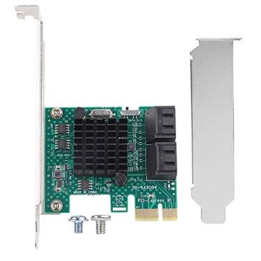 Imagem de Zyyini Placa SATA Placa de Expansão PCIE 3.0, 6G 4 Portas PCIE para Adaptador SATA Com Porta PCI E Banhada a Ouro Grosso E Grande Dissipador de Calor, para Wins XP, para Wins 10 32 64