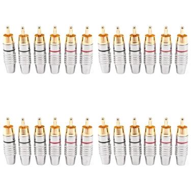 Imagem de Baglaum Adaptador de Plugue Macho RCA, Conector de Solda Folheado um Ouro de áudio, Extremidade Alta - Pacote de 24, Prata