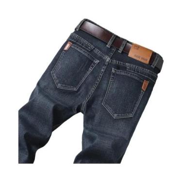 Imagem de Calças Jeans Masculinas Pretas De Algodão Stretch Confortáveis Com Cor