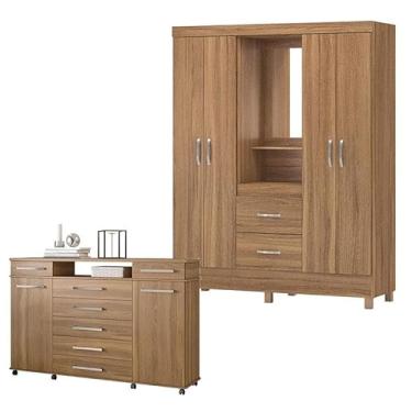 Imagem de Cômoda London e Guarda Roupa Casal Lord Amêndola Touch - Demóbile