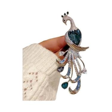Imagem de Moda requintado pavão strass broche para roupas femininas casaco acess