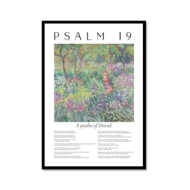 Imagem de Coleção de Salmos das Escrituras Monet Van Gogh Famosa Pintura em Aquarela Impressão Verso da Bíblia Pôster em Tela Decoração de Parede de Casa Cristã (SKU5,20.3x30.5 cm = (20x30cm), Moldura de Metal