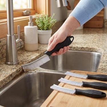 Imagem de Escova de limpeza de fendas, ferramentas de limpeza de lacunas multifuncionais com cerdas de nylon rígidas, ideal para banheiro, cozinha, pia, janela, branco, pacote com 4