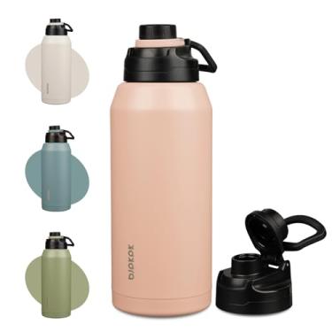 Imagem de BJPKPK Garrafa de água de 1,8 litro, garrafas isoladas de 1,8 g, boca larga, jarro de água grande de aço inoxidável com tampa de bico à prova de vazamento, mantém as bebidas frias e quentes, pêssego