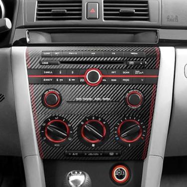 Imagem de BETTERHUMZ Adesivo de painel de controle de CD de ar condicionado compatível com Mazda 3 Axela 2004-2009 Mazdaspeed 3 para Alcântara, couro de carbono, adesivo central de carro, acessórios de ajuste