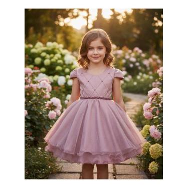 Imagem de Vestido Infantil Princesa Pérola Festa Luxo Saia De Brilho - Algodoce,