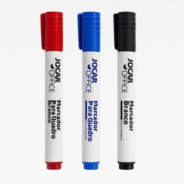Imagem de Kit com 3 Marcador Piloto Recarregável para Quadro Branco Jocar Office