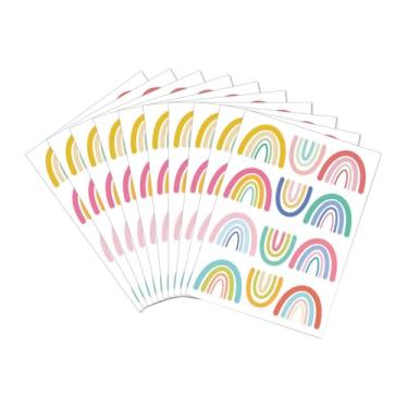 Imagem de BLWOTMOR Adesivos de parede arco-íris, 10 folhas multicoloridas para quarto, escritório e janela de vidro.