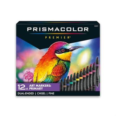 Imagem de Marcadores de arte de ponta dupla Prismacolor 3620 Premier, ponta fina e cinzel, pacote com 12, Multicor, 12-Count