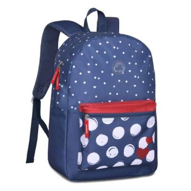 Imagem de Mochila Juvenil 17" Feminina Bolinhas e Coração MF25073 - Clio, Unica