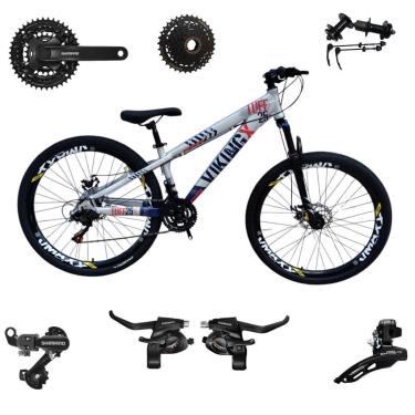 Imagem de Bicicleta 26 VikingX T25 24v Cubo Catraca K7 e Componentes Shimanos Pneu Aro 26 Balão Preto-Unissex