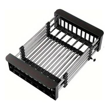 Imagem de Escorredor Extensível Cuba Pia Inox Ajustável Cesto Preto - Revomax