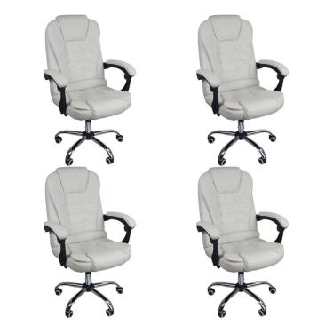 Imagem de Kit 4 Cadeiras Escritório Presidente Reclinável Ergonômica