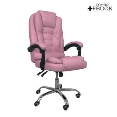 Imagem de Cadeira Escritório Presidente Reclinável Ergonômica - Rosa