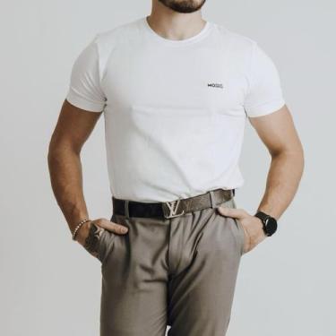 Imagem de Camiseta Camisa Masculina Algodão Egípcio Gola O - Modig, GG, Branco