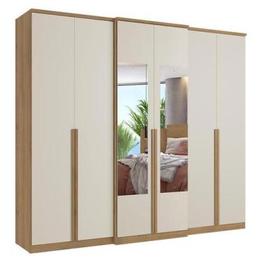 Imagem de Guarda Roupa Casal Valência 6 Portas Glass Capuccino Off White Acetina