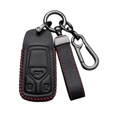 Imagem de Capa de couro genuíno para chave, compatível com audi a4l q8 q3 q2l a5 a8l a6l q5l q7 tt a3, acessórios de capa de carro(B- Black)
