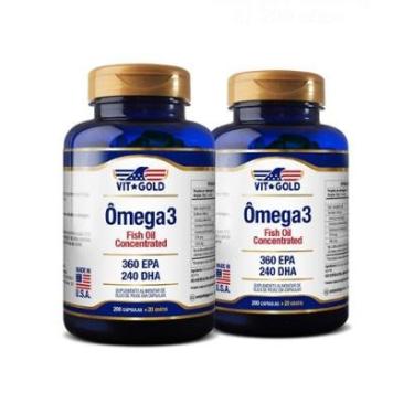 Imagem de Ômega 3 Fish Oil / Óleo de Peixe 1000 mg Vitgold Kit2x 200-Unissex
