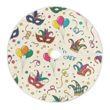 Imagem de ATTX Saia de árvore com máscara de carnaval de 90 cm – decoração festiva para festas de ano novo e carnaval #100