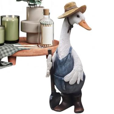 Imagem de Estátua de pato, estátua de gansos ao ar livre | Estatueta de pato de resina com roupas,Delicado arte doméstica para estudo da sala de estar, decoração externa para jardim