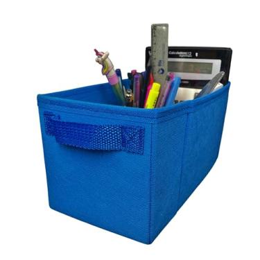 Imagem de Caixa Organizadora com Alça – 14X15X28 – TNT e Poliéster, Suporta até 25kg, Ideal para Closet, Armário e Escritório 10041AZULU