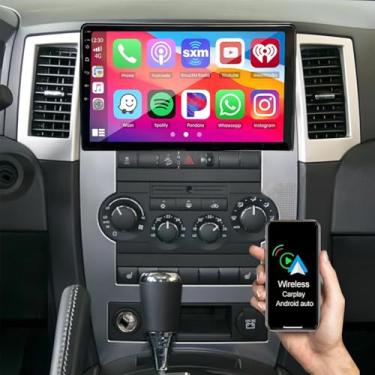 Imagem de Surakey Estéreo automotivo para Jeep Grand Cherokee 2008-2010 Rádio Android 15 GPS Navi para CarPlay Wireless Android Auto 2+32G Tela sensível ao toque de 10 polegadas com Bluetooth WiFi FM RDS SWC