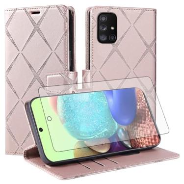 Imagem de Asuwish Capa de telefone para Samsung Galaxy A71 5G capa carteira com protetor de tela de vidro temperado PU couro sintético flip porta-cartão de crédito slot suporte robusto Folio Cell A 71 G5 71A