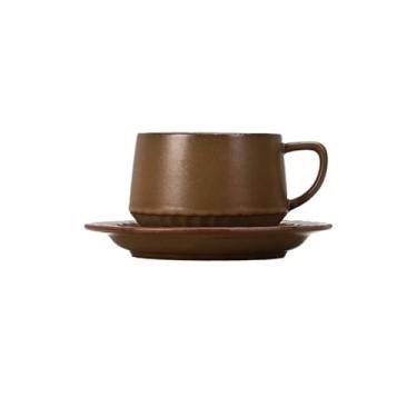 Imagem de Xícara de café marrom moderna doméstica leite café da manhã restaurante caneca comercial cerâmica com pires conjunto de bebidas