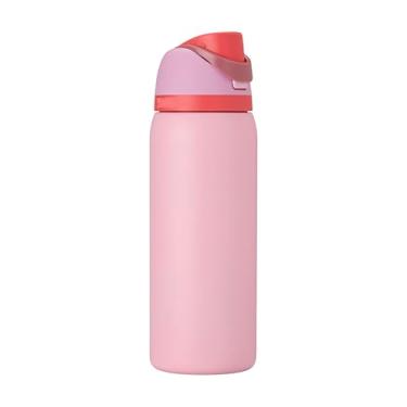 Imagem de Garrafa Térmica de Aço Inoxidável com Canudo para Esportes e Viagem, Garrafa Esportiva Livre de BPA, 950 ml (Rosa)