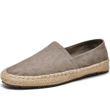 Imagem de CASMAG Sapatos masculinos modernos de tecido casuais de lona, mocassins, alpargata, lazer, caminhada, mocassim, Marrom, 43