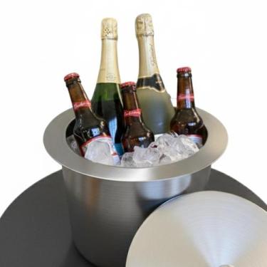 Imagem de Champanheira Porta Bebidas Inox Redondo Tamanho 30 cm Ecosul - Ecosul 