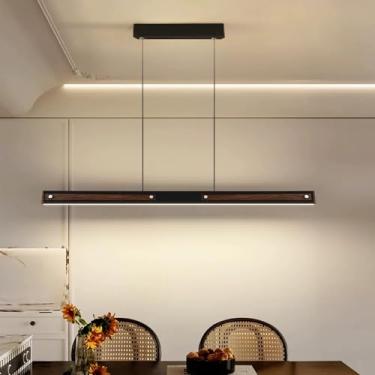 Imagem de Luminária pendente de LED para cozinha, ilha ou sala de jantar, com intensidade regulável e controle remoto, ideal para sala de estar, mesa de jantar, bar ou escritório. Luminária moderna co