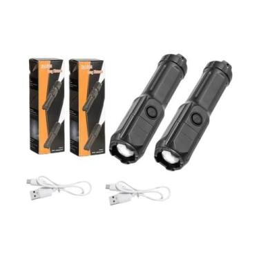 Imagem de Lanterna Tática LED Super Brilhante Recarregável Por USB À Prova d'Águ