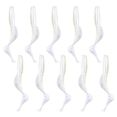 Imagem de 10 peças Kit de Iscas Pesca Macias Swimbait com Cauda Longa para Ação Natação Incrível Cores Glitter Atrair Peixes Esterco Água Doce e Salgada
