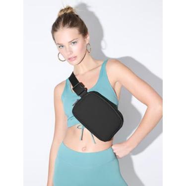 Imagem de Bolsa de cinto unissex, bolsa de cintura, bolsa tiracolo moderna com alça ajustável para treino, corrida, viagem, caminhada, Preto, Medium, Casual
