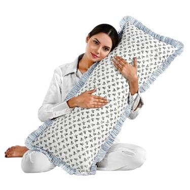 Imagem de Ridhi Blossams Baby Blossams 91 cm x 35,5 cm conjunto 1-100% algodão babado lombar fronha floral boho, cama de casa de campo, capa decorativa macia presente para primavera, páscoa, dia dos namorados