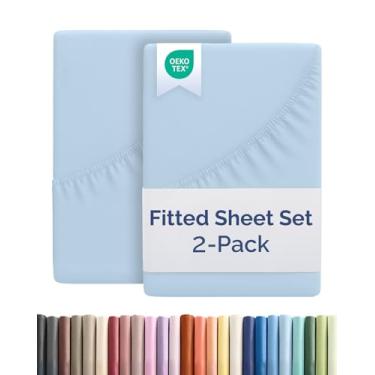 Imagem de Lençol com elástico Cal King Size – Pacote com 2 lençóis de baixo de solteiro – serve em colchões de até 40,6 cm de profundidade – extra macio, respirável e refrescante – Qualidade hoteleira, sem