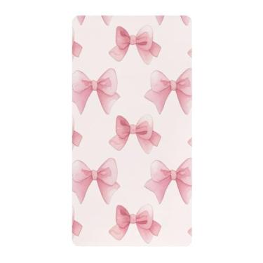 Imagem de Blueangle Lençol de berço padrão para berço infantil - Lençóis de algodão macio e respirável com laço rosa (99)