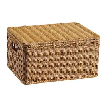 Imagem de IEUDNS Cesto organizador com tampa, e decorativo, para guardar presentes, ideal para escritório, cozinha, despensa e armário do quarto, M