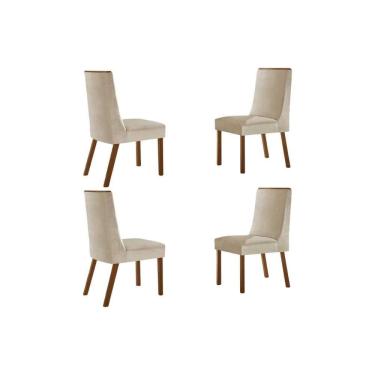 Imagem de Cadeira de Cozinha Dakota Kit 4 Un Naturalle/Suede Creme - Rufato