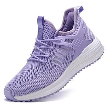Imagem de SDolphin Tênis de corrida feminino – confortável espuma viscoelástica, leve, caminhada, tênis, treino, tênis, Roxo claro e respirável, 39