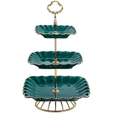 Imagem de Cesta de frutas, cestas de armazenamento de frutas, suporte de tigela de frutas, luxuoso, leve, de cerâmica, suporte multicamadas, sobremesa, doces, frutas, expositor para casa, sala de estar