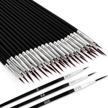 Imagem de Conjunto de 60 pincéis pequenos de detalhes, pincéis micro pequenos com 3 tamanhos, mini pincéis de ponta fina em miniatura para arte de unhas, artesanato em aquarela, modelos de pintura acrílica a
