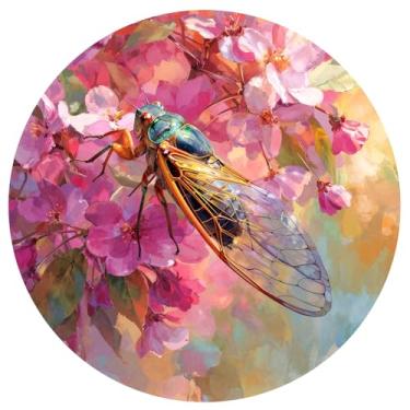 Imagem de Pendurado em vitrais, apanhadores de sol coloridos para janela, painel de diamante decorativo, apanhador de sol de jardim para aniversário para mulheres, homens, marido (rosa + cigarra)