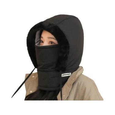 Imagem de Gorro Térmico Grosso De Inverno Com Forro Acolchoado E Máscara Facial 