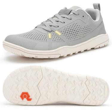 Imagem de Pulltop Tênis de corrida feminino Barefoot Trail – bico largo | sola zero drop | Tênis de treino minimalista Crossfit, Wt05w | Cinza claro, 7.5 Wide