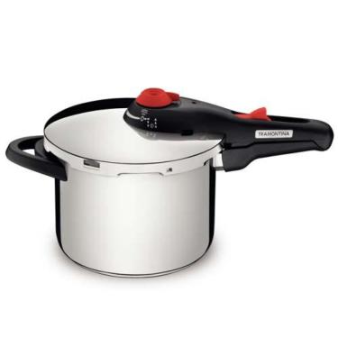 Imagem de Panela de Pressão Tramontina Solar em Aço Inox Fundo Triplo com 5 Dispositivos de Segurança 22 cm 6 L